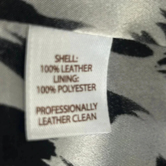 tesori Woven Black Leather Classic Moto Full Zip Jacket Size Large NWOT - Picture 6 of 7